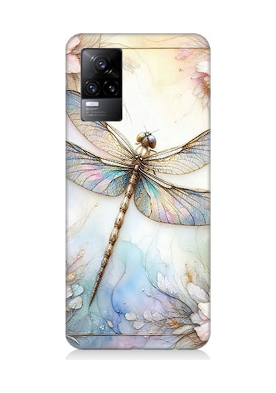 Vivo V21e Uyumlu Narince Konmuş Yusufçuk Desenli Silikon Kılıf Çok Renkli