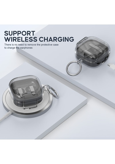 Samsung Galaxy Buds 4 Pro / Buds 4 İle Uyumlu Kılıf Standlı Kilitli Tpu Premium Matte Trip Case Şeffaf