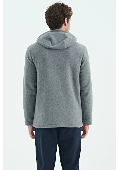 Tommy Life Erkek Kapşonlu Sweat Antrasit Art-88301 Antrasit