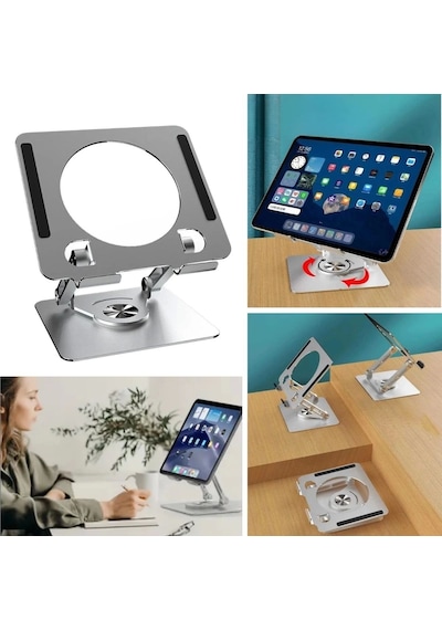 360 Derece Dönebilen Yükseltilmiş Masaüstü Ayarlanabilir Metal Tablet Standı Çok Renkli