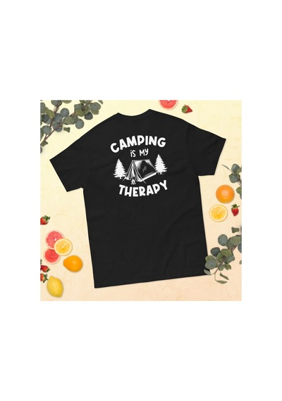 Wildstyle Camping Is My Therapy Kamp Çadır Doğa Baskılı Unisex Bisiklet Yaka Tişört Siyah