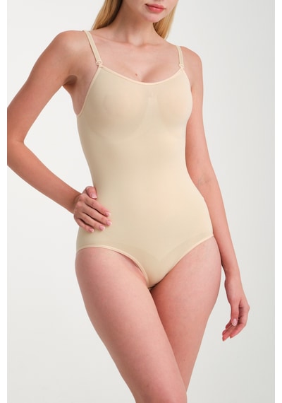 Seamless Zıbın Korse Çıtçıtlı Body 2 Beden Push Up Etkili Karın Bel Göbek Kadın Body Korse 9051 Bej