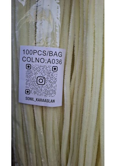 Şönil 100 Lü Krem Renk Kod A036 30 Cm - Yoğun Tüylü Hobi Çubuğu Tel El İşi 100 Lü Paket