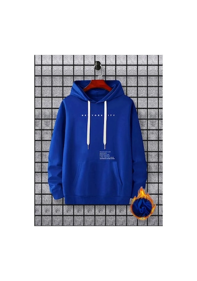 Medinenur Newyorkcıty Baskılı 2 İplik İçi Pamuklu Sweatshirt Lacivert