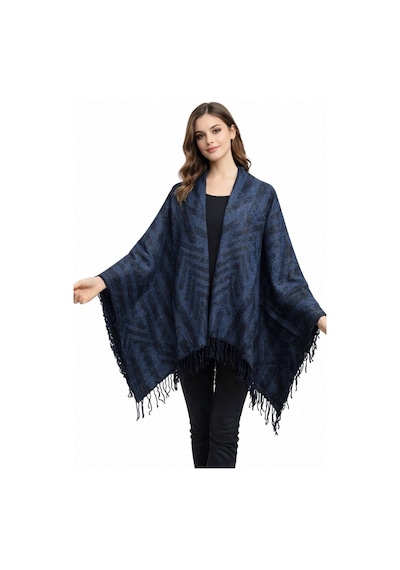 Aldaıyr Kadın Kışlık Çift Taraflı Panço Omuz 140x140 Çok Renkli42