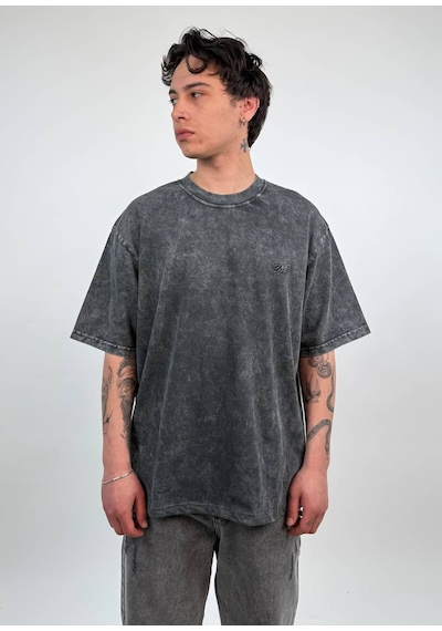 Zaee Nakışlı Oversize Tişört Füme