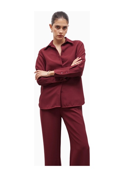 United Colors Of Benetton Because Of Alice Effortless Oversized Shirt Oversize Kadın Gömlek Bordo