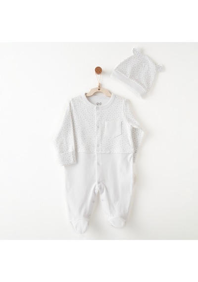 Andywawa Romper Hat Set My Little World Bebek Şapka Tulum Takım Ac26755 Beyaz