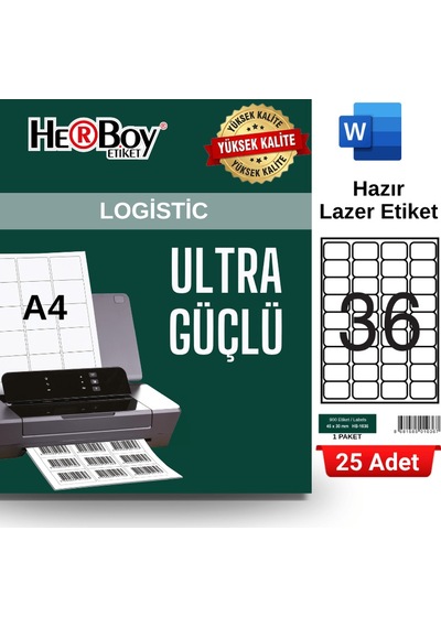 Herboy Hb-1036 45 X 30 Mm A4 Laser Etiket 25 Adet