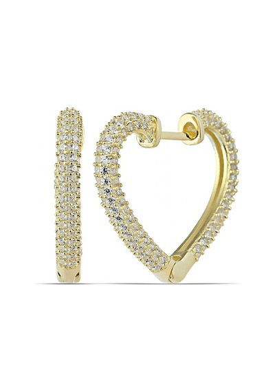 Stillove Gümüş Gold Kalp Kadın Küpe