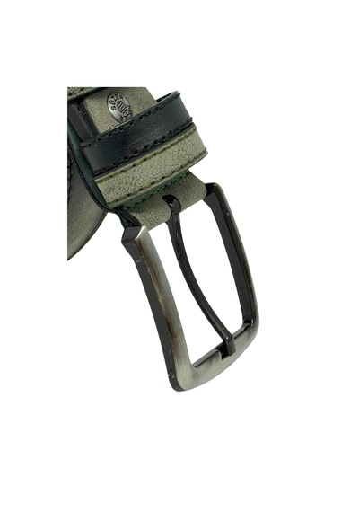 Süzer Deri 4 Cm. Spor Süet Suni Deri Lacivert Köprülü Erkek Kemer Haki Yeşil
