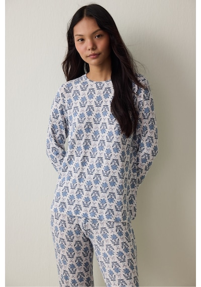 Penti Çiçek Baskılı Tea Time Termal Etkili Sweatshirt Pijama Üstü