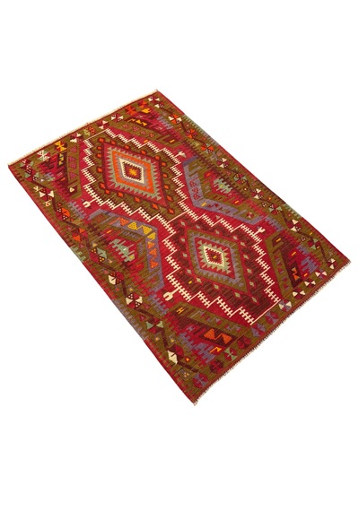 El Dokuması Antika Avşar Kilimi 98x146 Kök Boya %100 Yün İnce Kilim Renkli