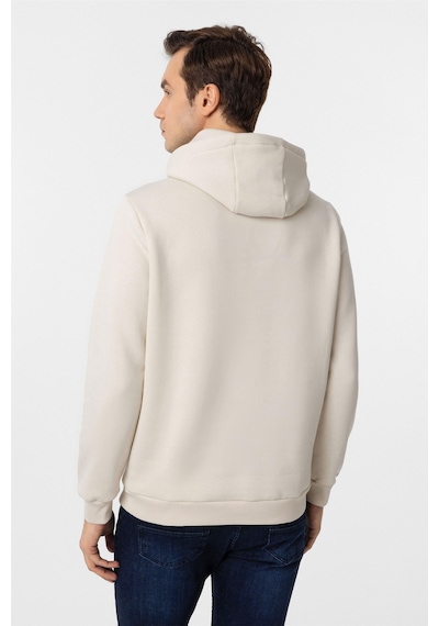 Süvari Bej Regular Düz Kapüşonlu Yaka Sweatshirt Bej