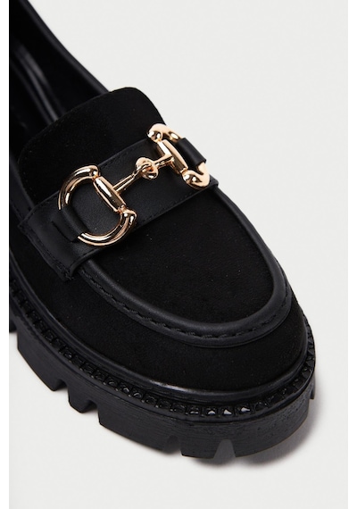 Mubiano Mb1170-s Kalın Taban Lüx Süet Tokalı Siyah Kadın Kolej Loafer Siyah