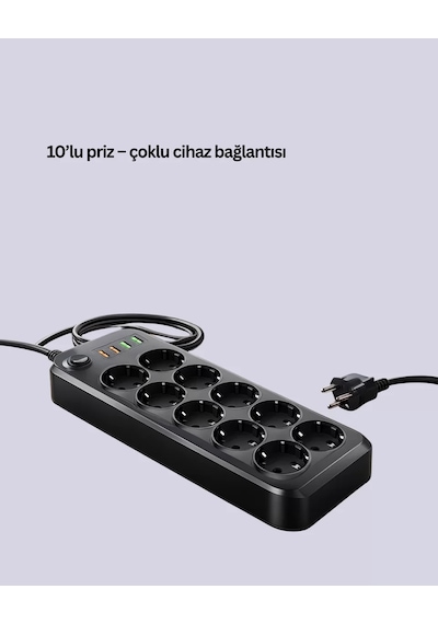 Termal Akım Korumalı Usb Type-c Girişli 10'lu Grup Priz 2500w Güç Kapasitesi Kopya 1 - 3 M