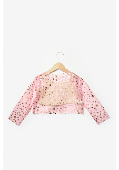 Le Mabelle Pembe Uzun Kollu Yıldızlı Kız Çocuk Tül Crop Pembe