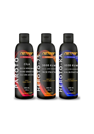 Netfer 3'lü İnce Kalın Pasta Cila Set - 3x100 Ml