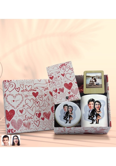 BK Gift Sevgiliye Özel Karikatürlü Kutuda Hediye Seti, Kupa Bardak, Sevgili Hediyesi, Kokulu Mum, Fotoğraflı Çerçeve-9