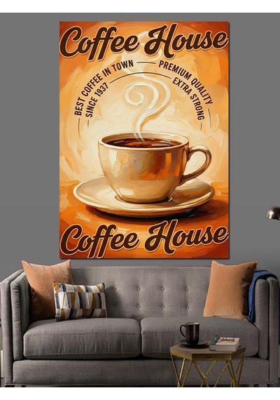 "coffee House" Retro Posteri Dekoratif Kanvas - Mdf Ahşap Tablo