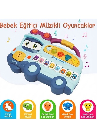 Eğitici Müzikli Işıklı Piyano Otobüs - Hayvan Sesli Ve Notalı Bebek Aktivite Oyuncağı