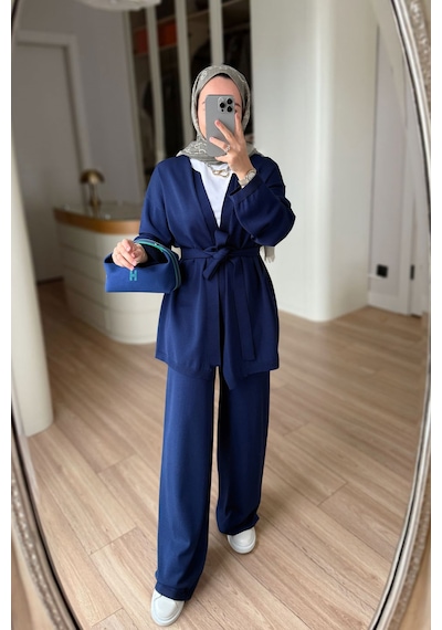 Ka Hijab Premium Hırkalı Rayon Takım - Lacivert