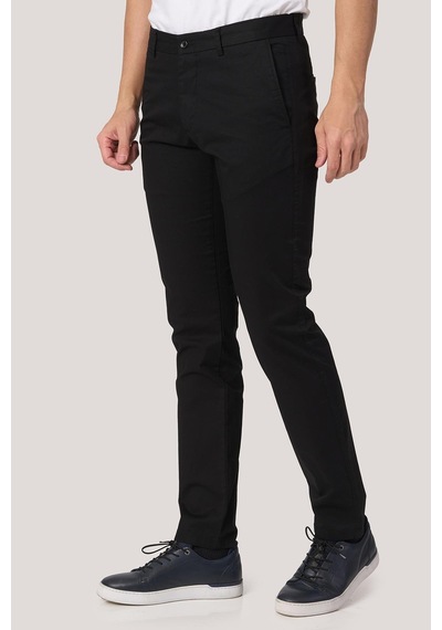 White Stone 2025-k P1046 Zaha Gabardın Keten Pantolon Siyah Siyah