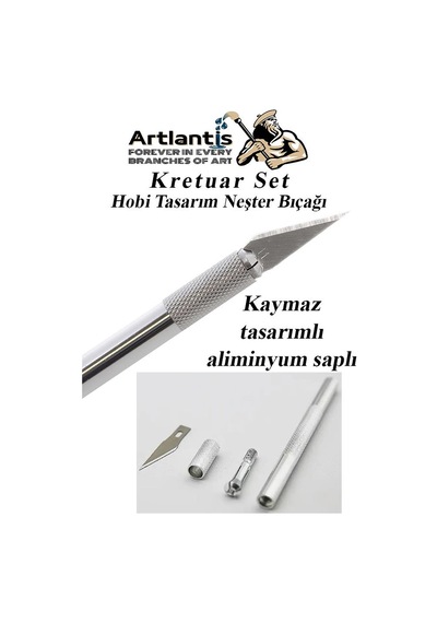 Çelik Cetvel 30 Cm Ve Kretuar Bıçağı 5 Yedek Bıcaklı 1 Adet Paslanmaz Çelik Metal Çetvel 30 Santimetre Çok Renkli