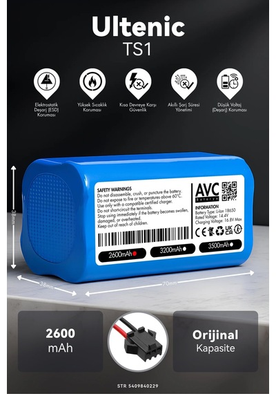 Ultenic Ts1 2600mah Robot Süpürge Bataryası K.k