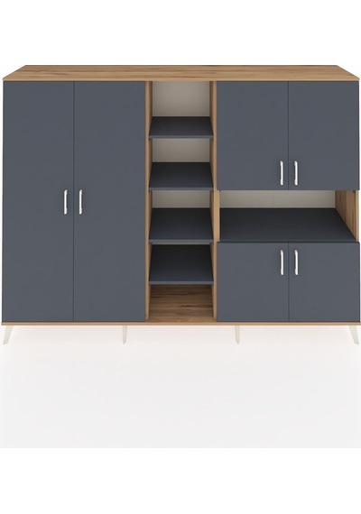 Hyperion Dolap 13 Raflı 6 Kapaklı 220x44x163 Çam-antrasit Antrasit - Atlas Çam Hyperion Dolap 13 Raflı 6 Kapaklı 220x44x163 Çam-antrasit Antrasit - Atlas Çam