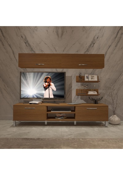 Decoraktiv Eko 5 Mdf Dvd Krom Ayaklı Tv Ünitesi Tv Sehpası Ceviz