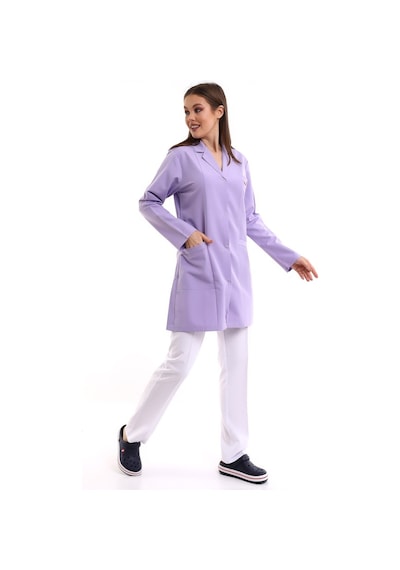 Doktor Öğretmen Kadın Önlük Ara Boy Ceket Yaka - 11 Lila-6359-11 Lila