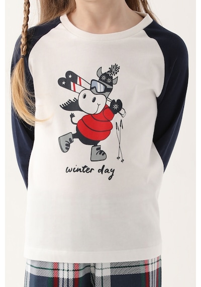 Arnetta Winter Day Beyaz Kız Çocuk Uzun Kol Pijama Takım Krem