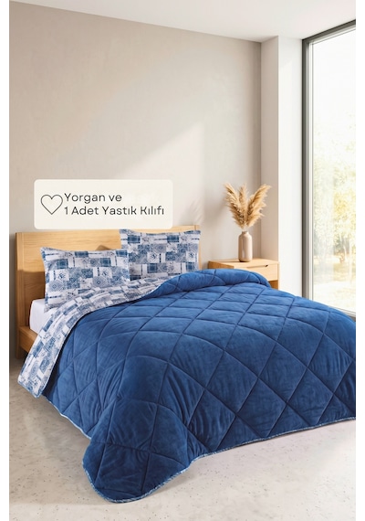 Formeya Mavi Tek Kişilik Wellsoft Yorgan Yastık Kılıflı
