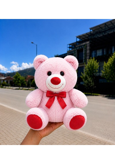 Sevimli Peluş Ayıcık 30cm - Hediyelik & Sevimli Uyku Arkadaşı Peluş Oyuncak Açık Pembe