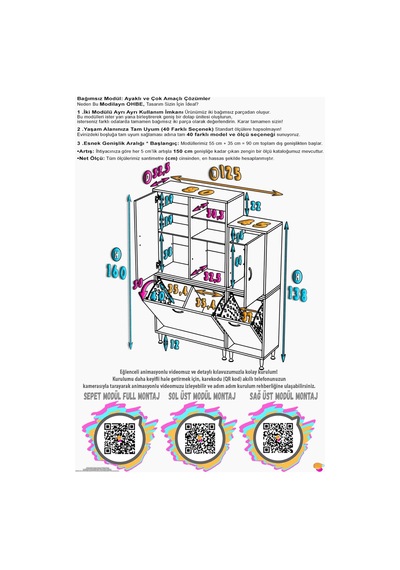 Alya 125 Cm Genişlikte 2 Kapaklı Banyo Dolabı Mutfak/kiler Dolabı Beyaz 80+45 X160x32,5 Cm