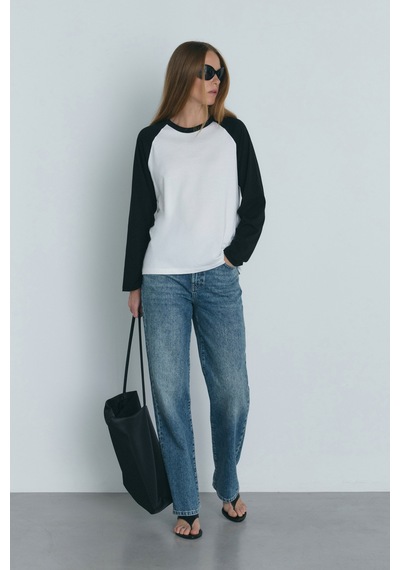 Suud Collection Siyah Reglan Çift Renk Tişört