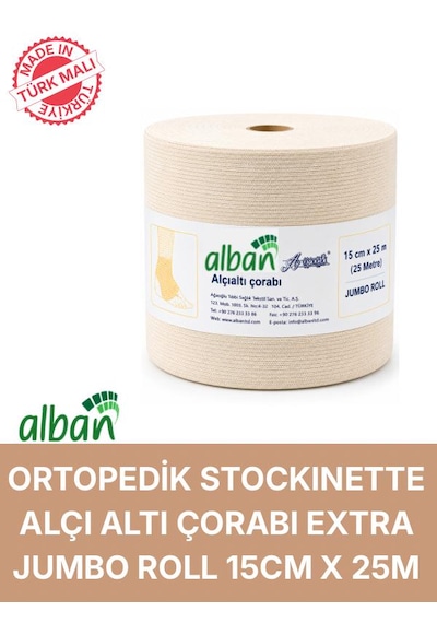 Alçı Altı Çorabı 15 Cm X 25 M, Pamuklu Esnek Medikal Stockinette