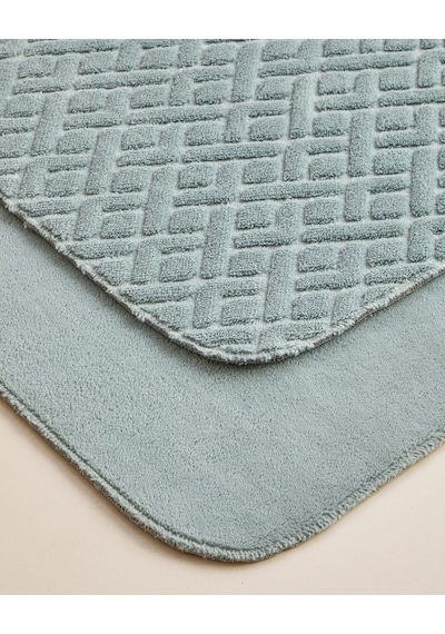 English Home Gridline Kaydırmaz Taban Banyo Paspası Seti 60x80 Cm + 40x60 Cm Koyu Yeşil