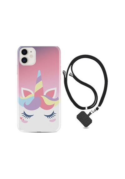 Apple iPhone Uyumlu Iphone 11 Kılıf Silikon Desen Boyun Askılı Sweety Unicorn 1737