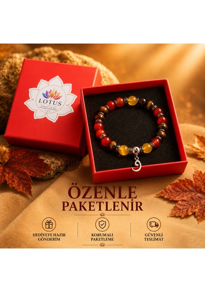 Destekleyici Balgami Doğal Taş Bileklik Kaplangözü, Kehribar & Kızıl Akik