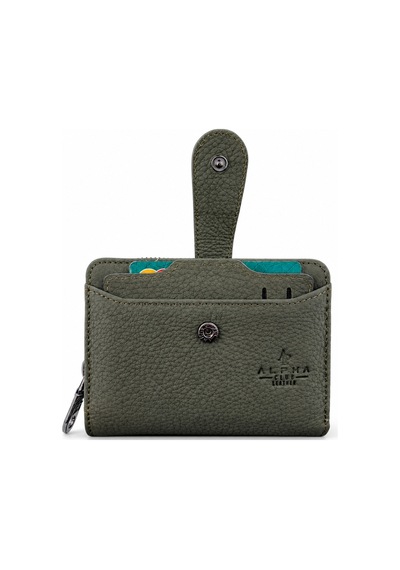 Alphaclub Bag Kadın Çok Bölmeli Kartlıklı Çıtçıt Kapamalı Cüzdan Model 461 Haki