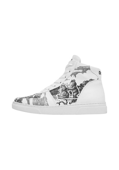 Kadın Vegan Deri Beyaz High Sneakers - Trust Me Buddy Tasarım Çok Renkli