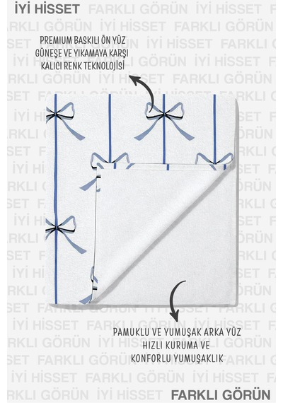 Fiyonklu Çizgili Şık Plaj Havlusu - Minimalist Mavi Beyaz Havuz Deniz Hızlı Kuruyan Mikrofiber Havlu Berrak Armut