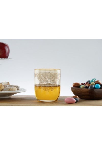 Bohemia Queen Meşrubat Bardak Amber Mat Altın 6 'lı