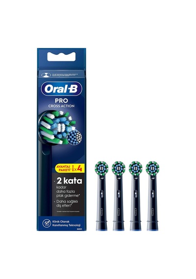 3 Adet Oral-b Şarjlı Fırça Yedek Başlığı Cross Action 4ct-siyah 4'lü
