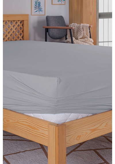 Penye-likralı Lastikli Çarşaf, 120 200 Tek Kişilik %100 Pamuk-elastan Örme Kumaş, 200 Gr/m² Gri