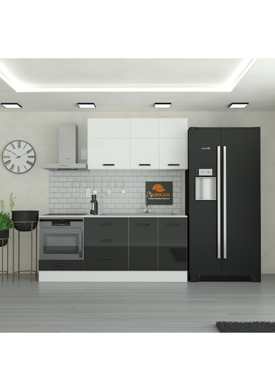 200 Cm Mutfak Dolabı Mdf Kapak Tezgah Dahil Yrkn200 99 Siyah