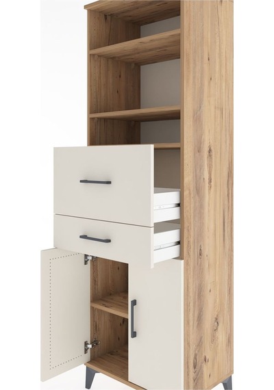 Hyperion Dolap 4 Raflı 2 Çekmeceli 2 Kapaklı 60x44x195 Çam-ay... Çam