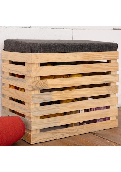 Ahşap Sandıklı Puf Bench Ahşap Puf